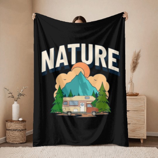Rv World Tour Nature Is Calling Throw Blankets