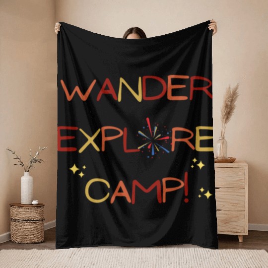 Wander Explore Camp Camping Throw Blankets