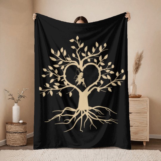 Fairy Throw Blankets, Fairycore Fairy Sitting In Heart