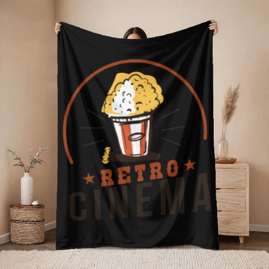 Retro Cinema Popcorn Throw Blankets