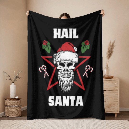 Hail Santa Funny Christmas Design For People Who Throw Blankets