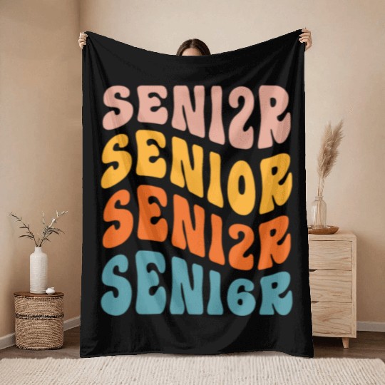 Retro Senior 2026 Graduation Class Of 2026 Back Throw Blankets