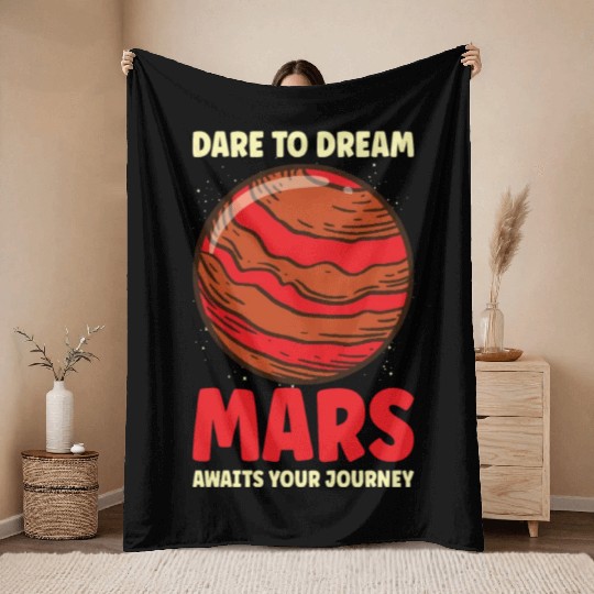 Mars Explore Astronaut Astronomy Solar System Throw Blankets