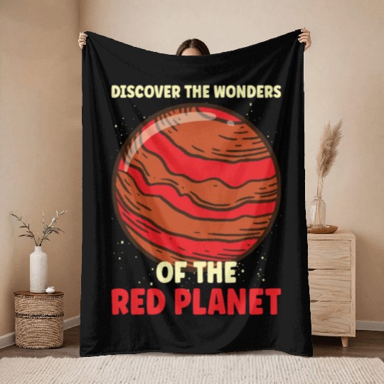 Mars Explore Astronaut Astronomy Solar System Throw Blankets