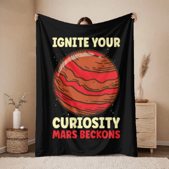Mars Explore Astronaut Astronomy Solar System Throw Blankets