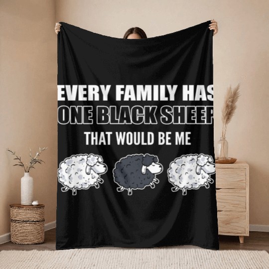 Family Black Sheep Shepherd Throw Blankets