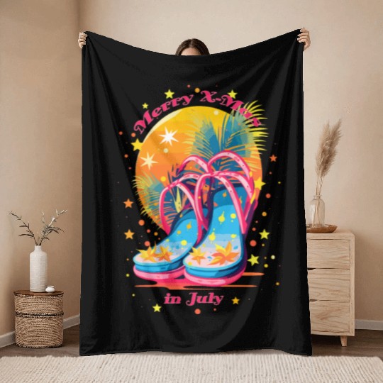 "Beach Bound Booties | "Christmas in July" Flip Throw Blankets