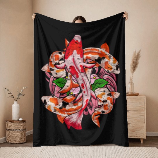Nishikigoi Koi fish farm gift Koi carp Throw Blankets