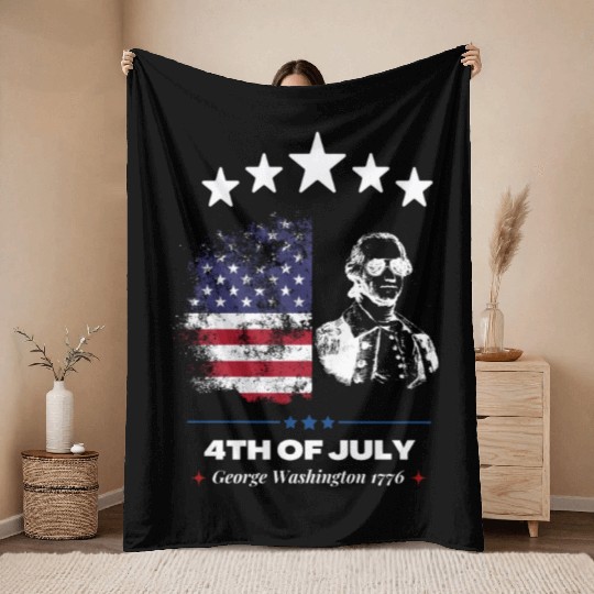 Happy 4th Of July Suck England George Washington Throw Blankets