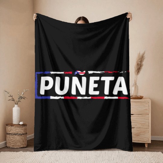 Patriotic Puerto Rico Puneta Flag Throw Blankets