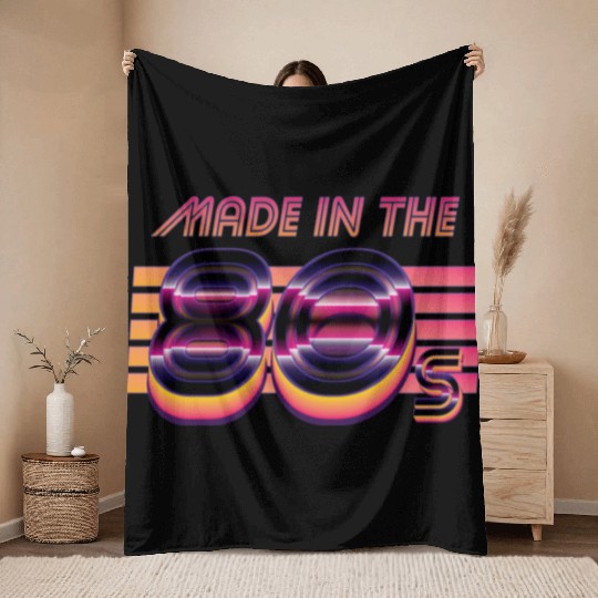 Retrowave Made In The 80s Throw Blankets