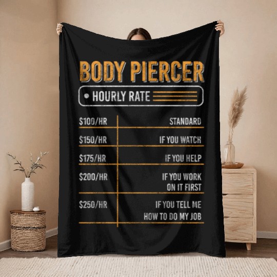 Piercer Piercing Studio Pain Free Throw Blankets