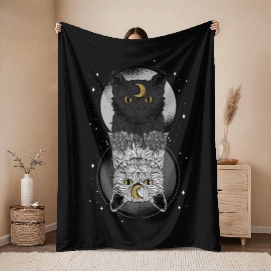 As Above so Below Cat Throw Blankets