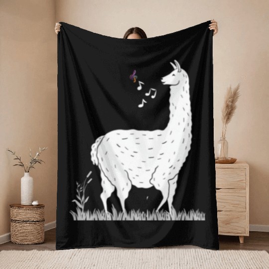 Song of The Llama Design Print Throw Blankets