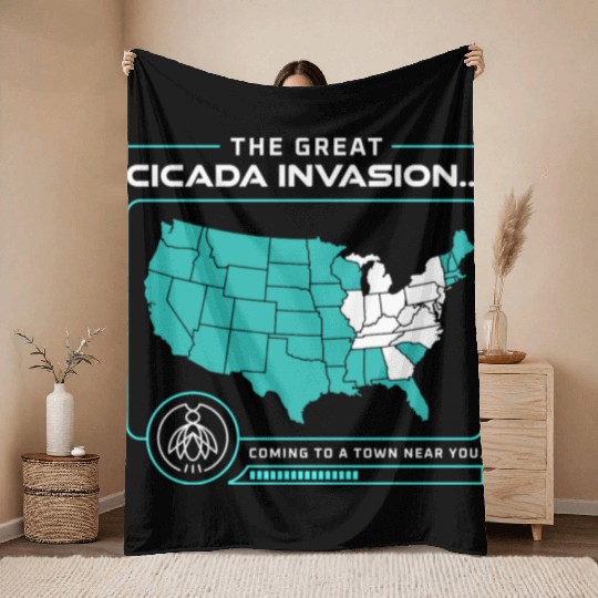 Cicada Invasion Coming To These States In Us Map Throw Blankets