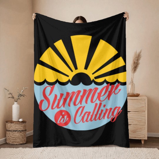 Summer's Call: Embrace the Sun Throw Blankets