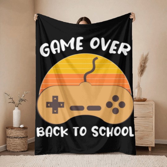 Game Over Back To School Student Teacher Vintage Throw Blankets