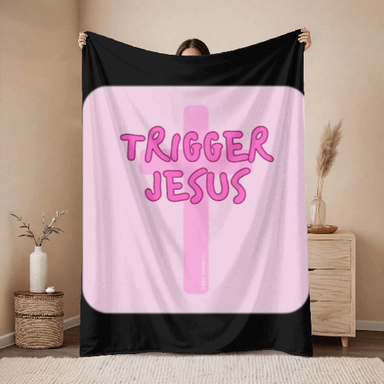 Trigger Jesus Affirmation By Abby Anime(c) Throw Blankets