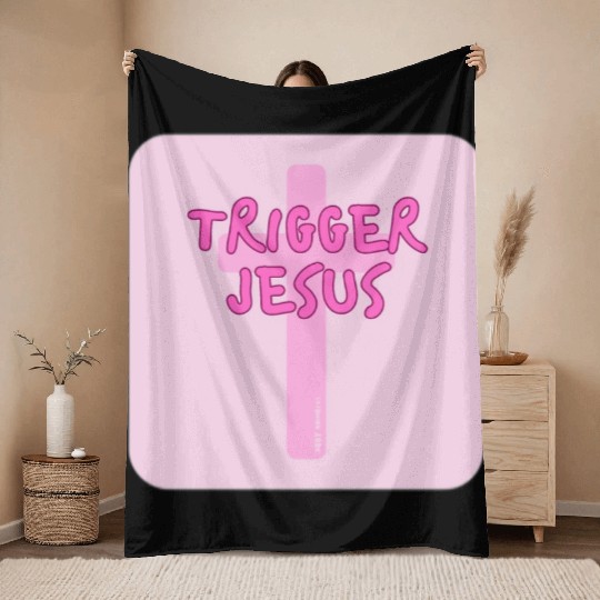 Trigger Jesus Affirmation By Abby Anime(c) Throw Blankets