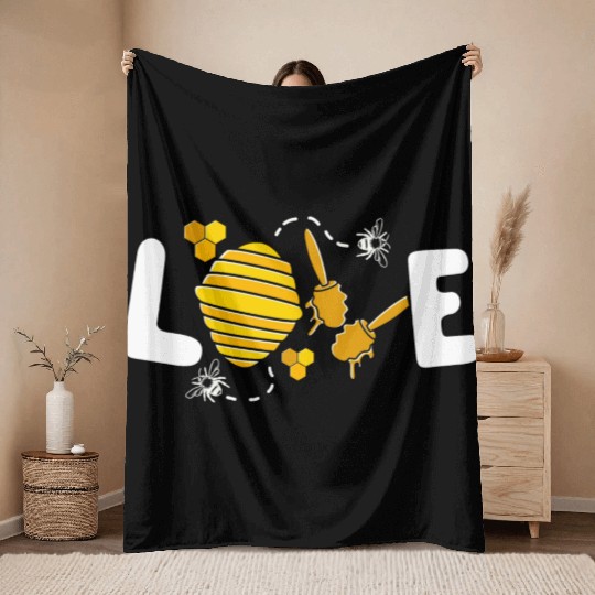 Save The Bees Bumblebee Love Bees Throw Blankets