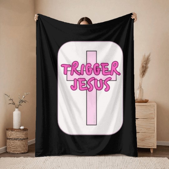 Trigger Jesus Affirmation By Abby Anime(c) Throw Blankets
