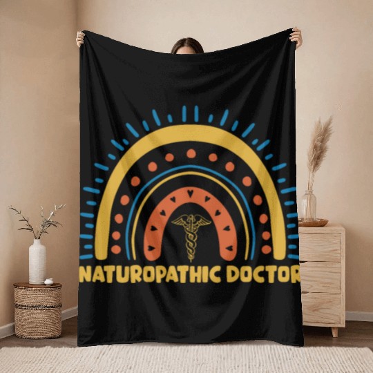 Cute Naturopathic Doctor Boho Rainbow Throw Blankets