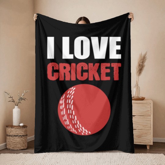 I Love Cricket Sport Coach Gift Throw Blankets