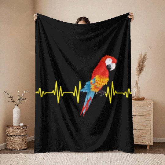 Macaw Heart Beat Parrot lover Macaws Parrots Throw Blankets