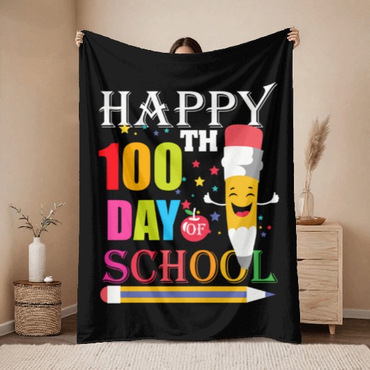 100Th Day Of School Teacher 100 Days Of School Sme Throw Blankets