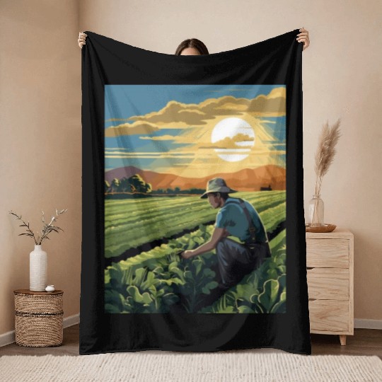 Farming Farmer Farm Agriculture Throw Blankets