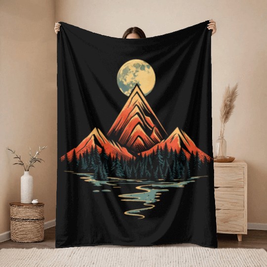Majestic Full Moon Throw Blankets