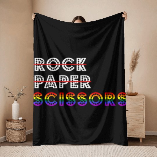 Rock Paper Scissors LGBT For Lesbians Lesbian Gay Throw Blankets