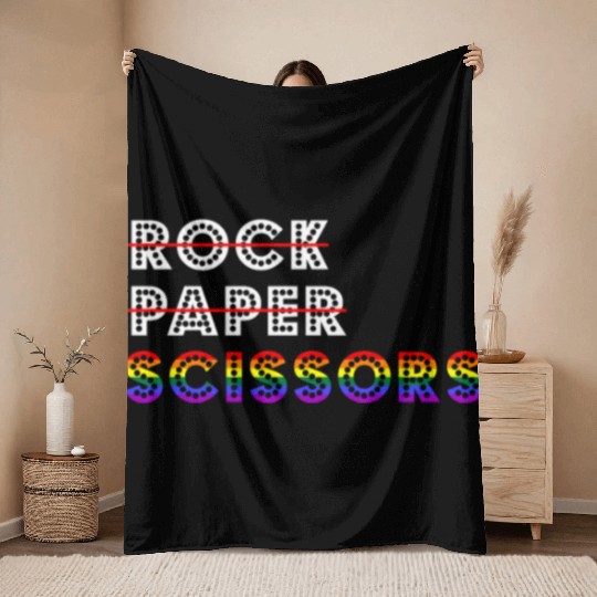 Rock Paper Scissors LGBT For Lesbians Lesbian Cool Throw Blankets