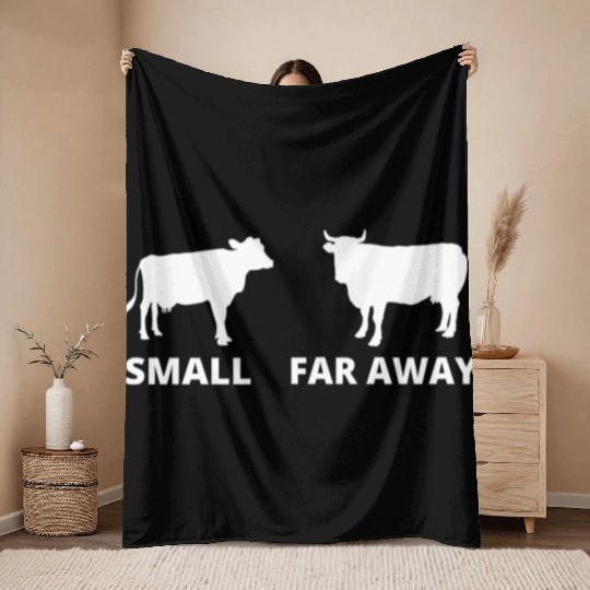 Small Cow Far Away Throw Blankets Funny Father Ted Dougal