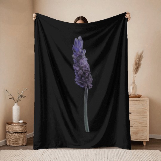 Lavender Flower Illustration Throw Blankets