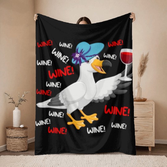 Seagull Throw Blankets Wine Lover North German Seagulls