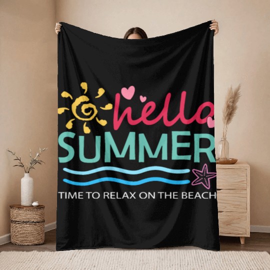 Hello summer Throw Blankets