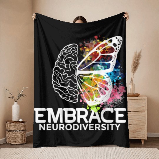 Embrace Neurodiversity - Adhd Awareness Throw Blankets