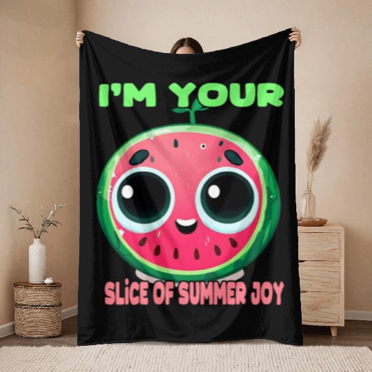 Watermelon summer joy Throw Blankets