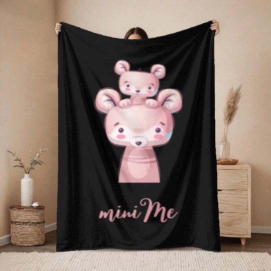 Cute Little Pink Mini-Me Throw Blankets