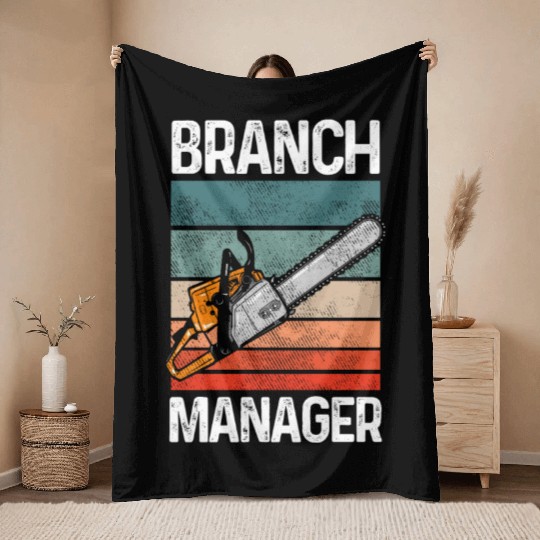 Branch Manager Meme Chainsaw Profession Manager Throw Blankets