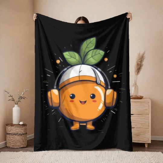 Orange Fruit Fruitarian Funny Cute Party Music Throw Blankets