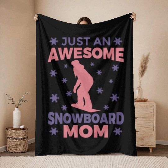 Snowboarding Mom Throw Blankets