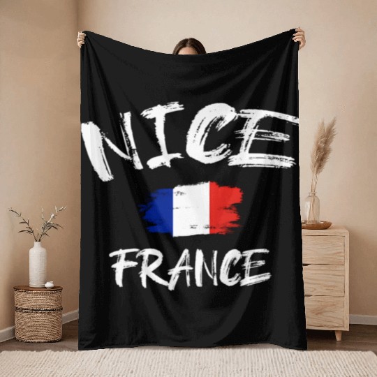 Nice France Souvenir Franã§Ais Country Flag Brushe Throw Blankets