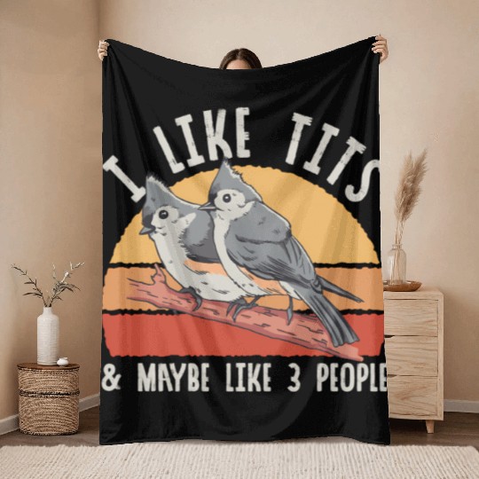 Bird Watcher Retro Vintage Tit Throw Blankets