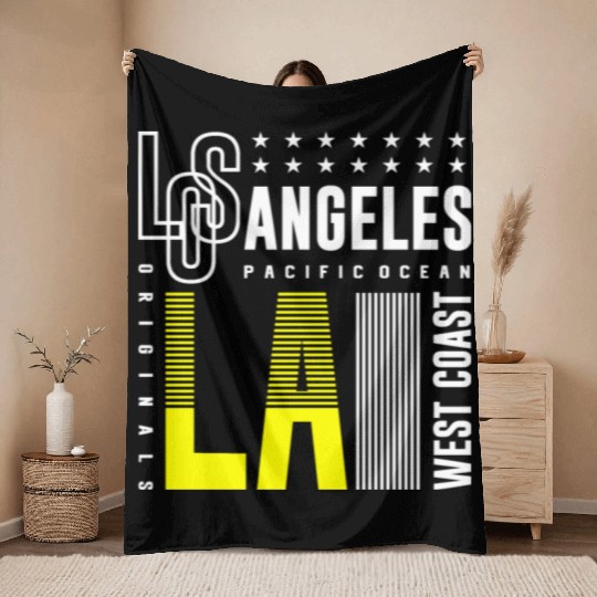 Los Angeles LA West Coast Throw Blankets