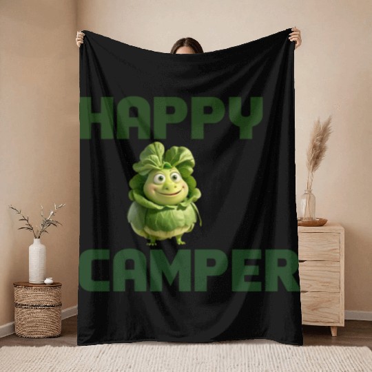 happy camper Throw Blankets