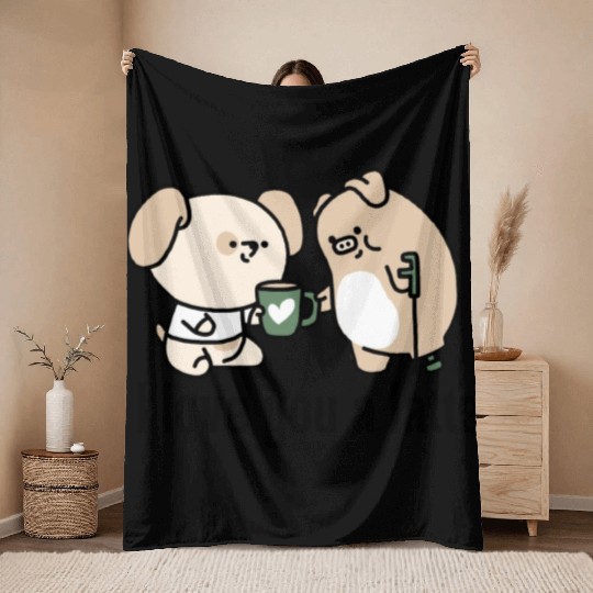 I Love You A Latte Cute Coffee Design Throw Blankets