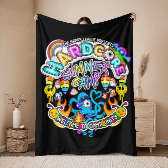 Hardcore Summer Camp Throw Blankets