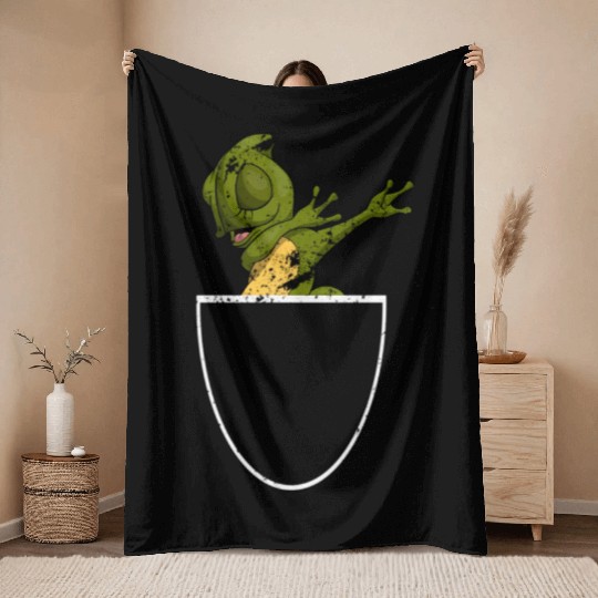 Dabbing Lizard Reptile Animal Pocket Chameleon Throw Blankets